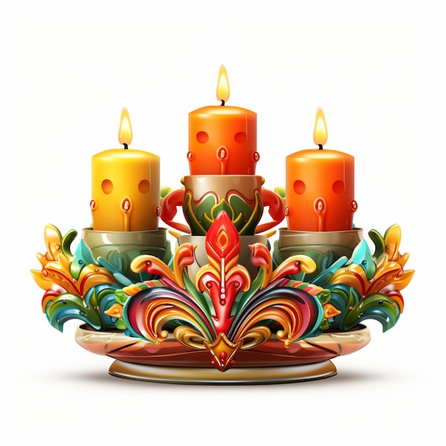 Carnival Festivals Day Candles On White Background