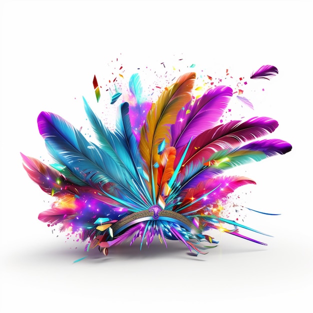 Carnival Festivals Day Mask Feather On White Background