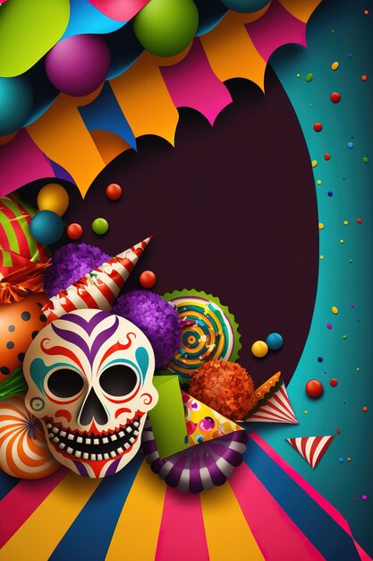 Carnival or festive template background with empty copy space for copywriting or text