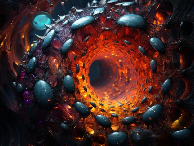 Foto carnival glass colored wasp nest onthult de geheimen binnen het grimmige latente ruimteschip