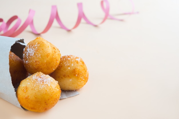 Carnival italian fritters on brown 