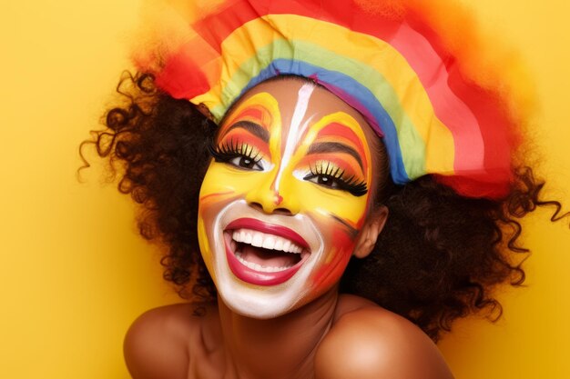 Carnival Joy Radiant Womans with Extravagant Feather Headdress