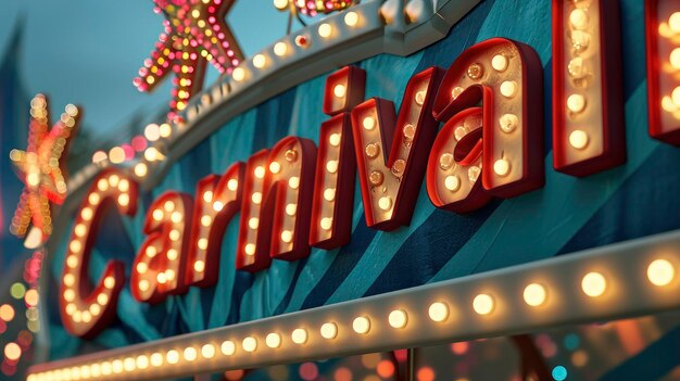 Foto carnival label met lichten in portugees 3d render realistisch