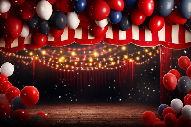 Carnival marquee with balloons background