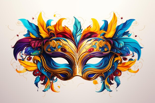 Foto maschera di carnevale illustrazione digitale colorata su sfondo bianco