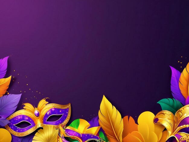 Carnival mask confetti mardi gras background best quality hyper realistic wallpaper image template