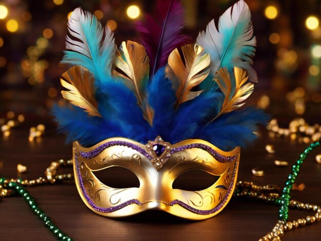 Carnival mask confetti mardi gras background best quality hyper realistic wallpaper image template