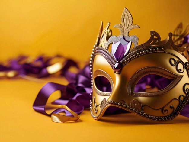 Carnival mask confetti mardi gras background best quality hyper realistic wallpaper image template