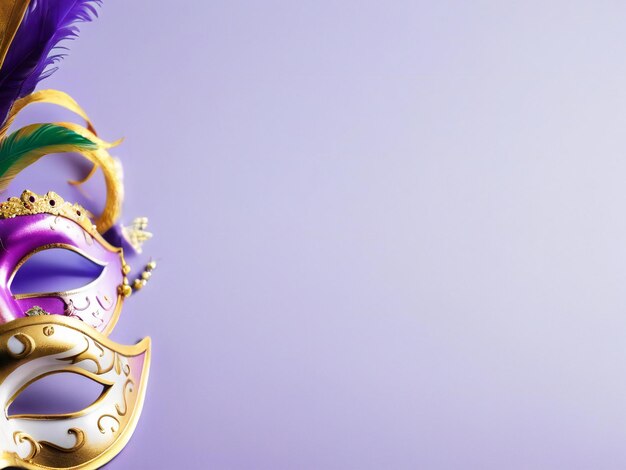 Carnival mask confetti mardi gras background best quality hyper realistic wallpaper image template