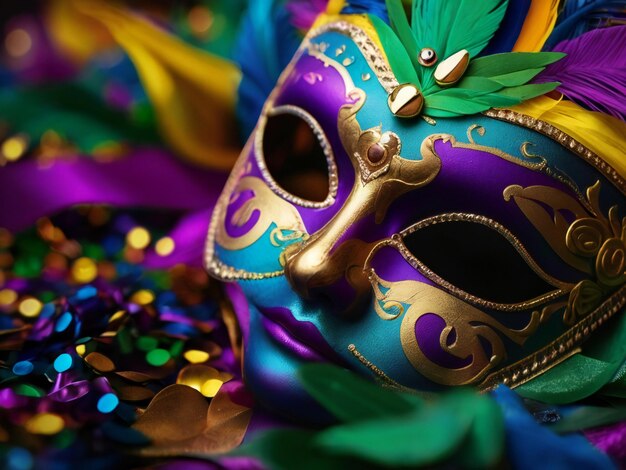 Карнавал маски конфети Марди Гра фон лучшего качества гиперреалистичные обои шаблон изображения