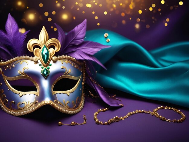 Carnival mask confetti mardi gras background best quality hyper realistic wallpaper image template