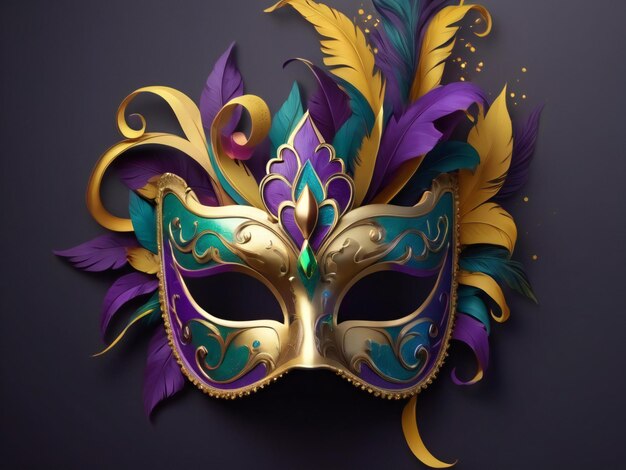 Carnival mask confetti mardi gras background best quality hyper realistic wallpaper image template