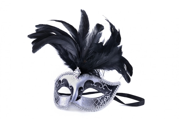 Carnival mask with black feather