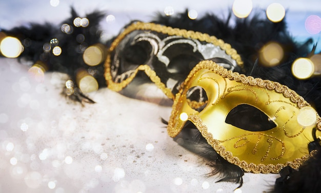 Carnival mask with glittering background