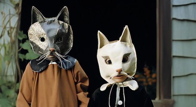 Carnival masks in the form of a cat and a dog