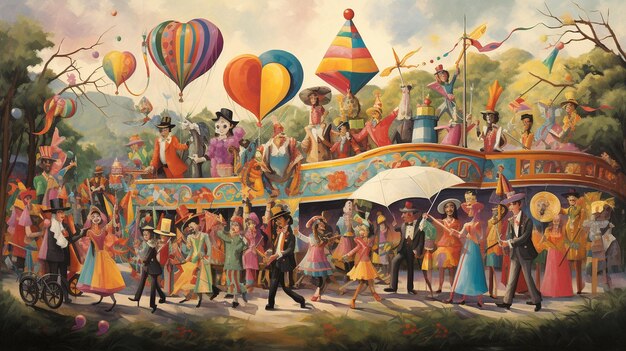 Carnival parade scene banner