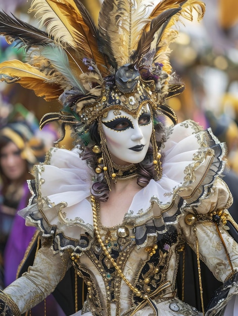 Photo a carnival participant in a beautiful costume