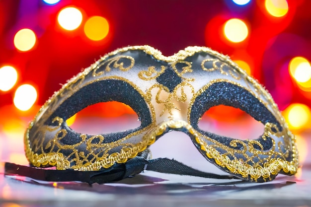carnival party venetian mask with shiny streamers masquerade disguise concept