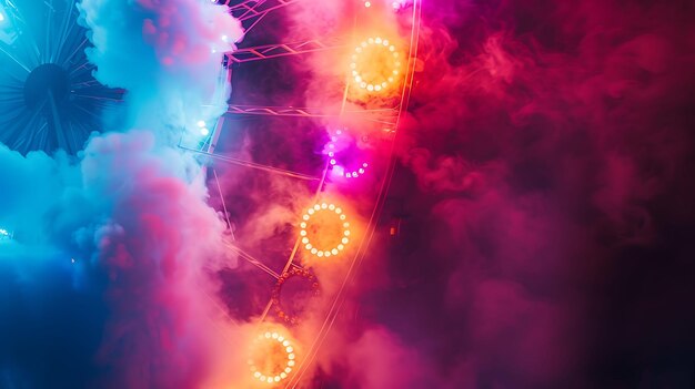 Carnival Smoke met speelse rook en veelkleurige rook Ma gloeiende textuur Y2K Collage Light Art