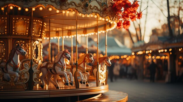 Photo carousel in amusement park