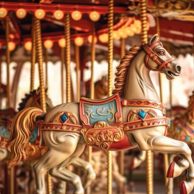 Carousel horse in the amusement park