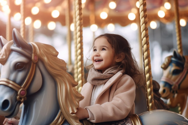 Carousel Joy Grillige avonturen van een klein meisje op een draaimolen