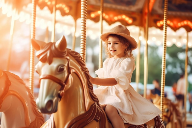 Carousel Joy Grillige avonturen van een klein meisje op een draaimolen