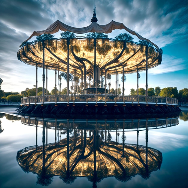 Carousel and the surrounding park scenery