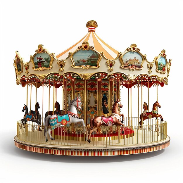 a carousel with a carousel with horses on it