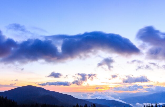 The Carpathian Mountains A beautiful mountain landscape Nature in the mountains Beautiful clouds