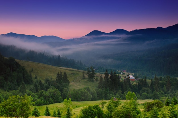 Carpathian mountains summer landscape vintage hipster natural background