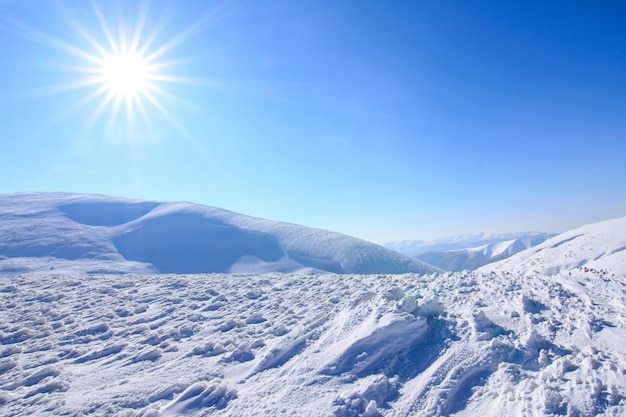 Carpathian mountains in winter Winter landscape taken in mountains