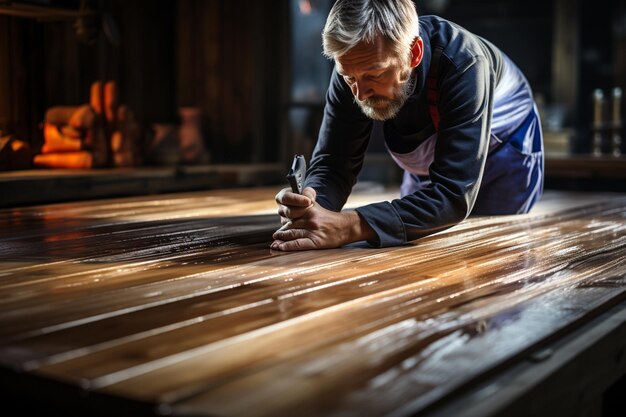 carpenter in a carpentry workshop