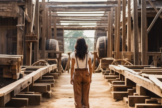 Carpenter woman girl sawmill Generate Ai