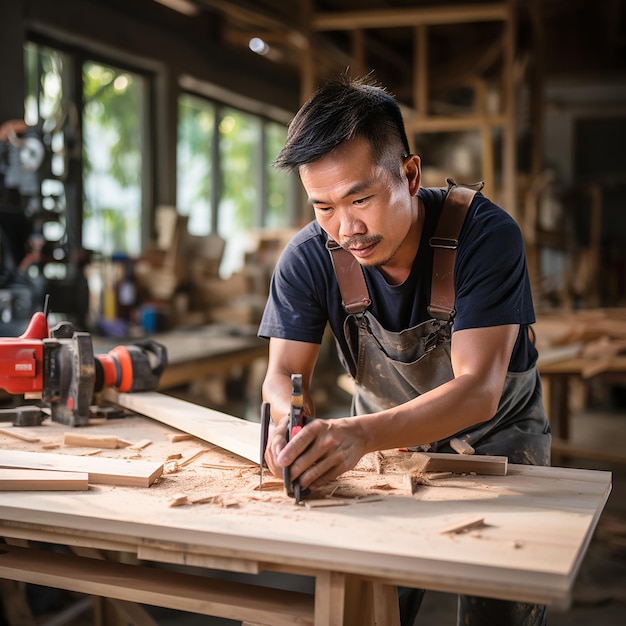 Carpenter Working in Carpentry Workshop Confident