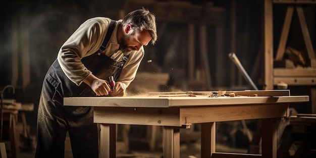 Carpenters Making Wooden Furniture in Joinery