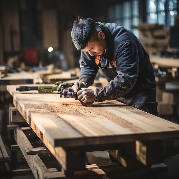 Carpenters Making Wooden Furniture in Joinery