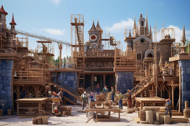 Carpenters on theme park construction