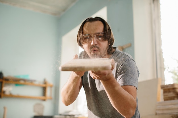 Carpenters at work stock photo