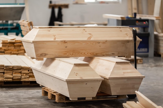 Carpentry shop making coffins in carpentry