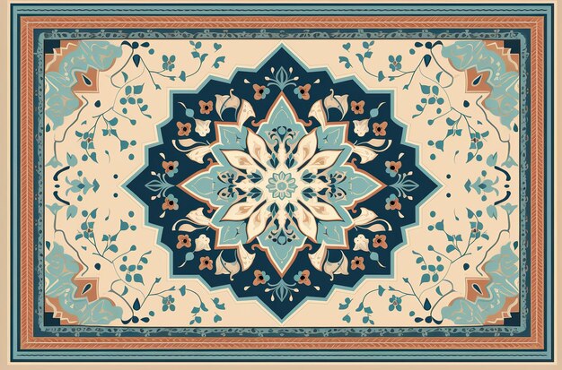 Carpet flat design Traditional geometric abstract texture textile background view