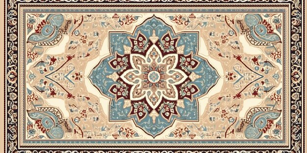 Carpet flat design Traditional geometric abstract texture textile background view