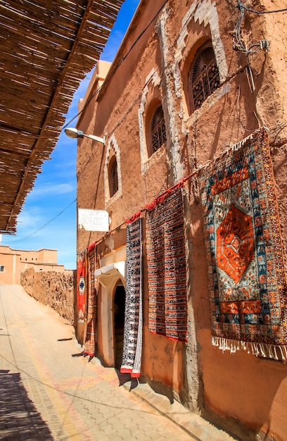 Carpets on sale in Ouarzazate medina