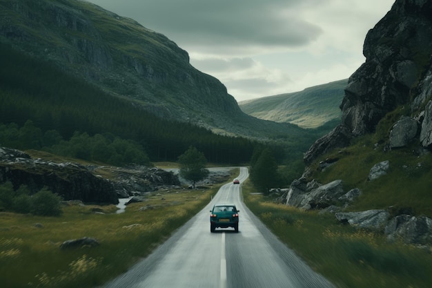 Carpoolen noors landschap Genereer Ai