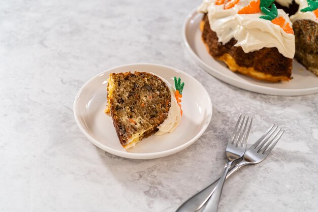 Carrot bundt cake with cream cheese frosting