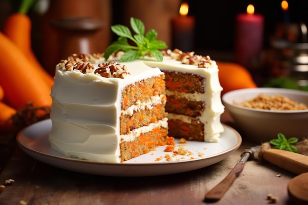 Carrot Cake Layered with Cream Cheese Frosting and Carrot