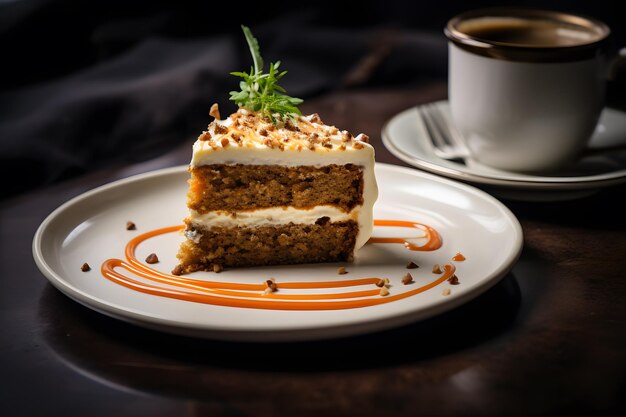 Carrot Cake Served with Coffee