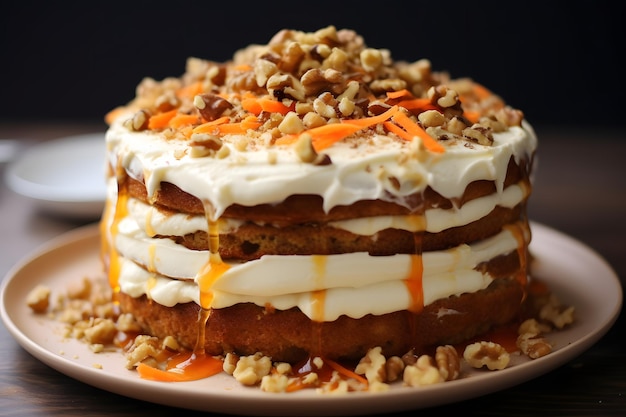 Carrot Cake with Nutty Toppings