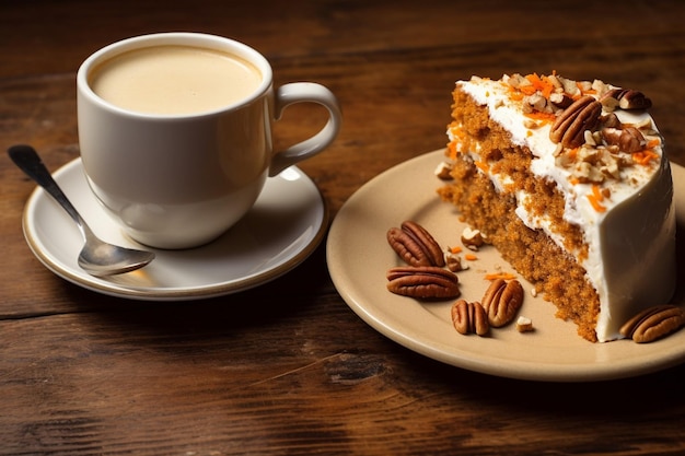 Carrot cake with a slice removed served with a sprinkle of nutmeg