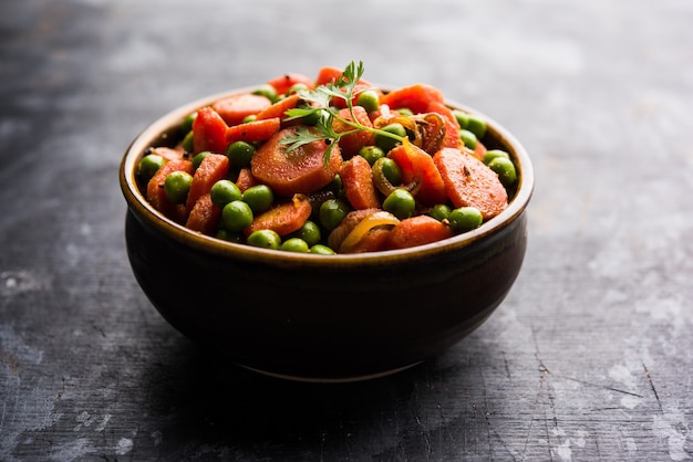 Carrot green peas sabzi or Gajar Mutter sabji